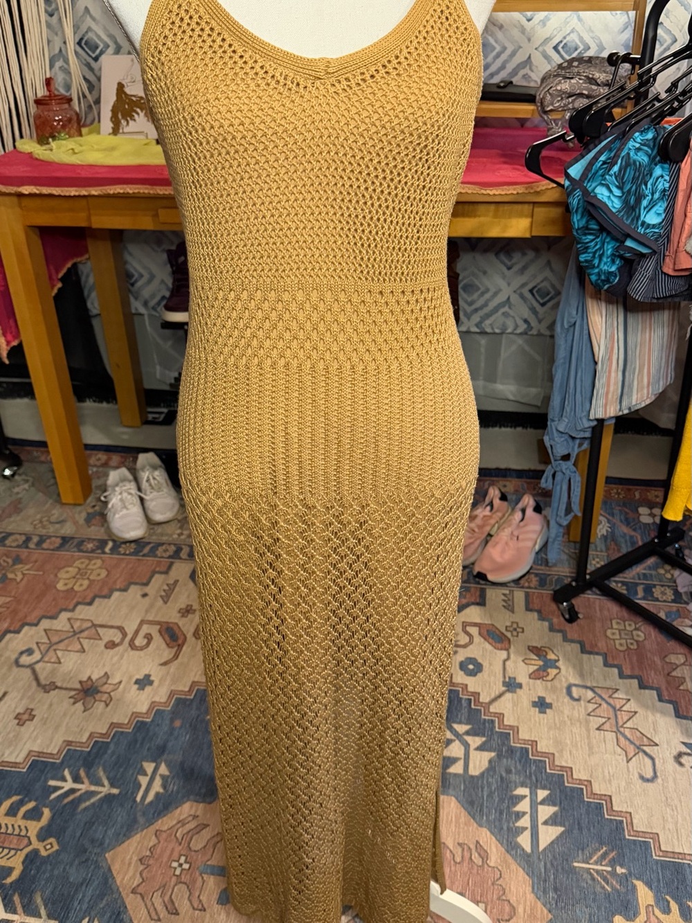 Sleeveless Knit Maxi Dress in Tan